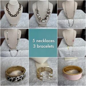 Gorgeous jewelry lot! 5 necklaces and 3 bracelets!